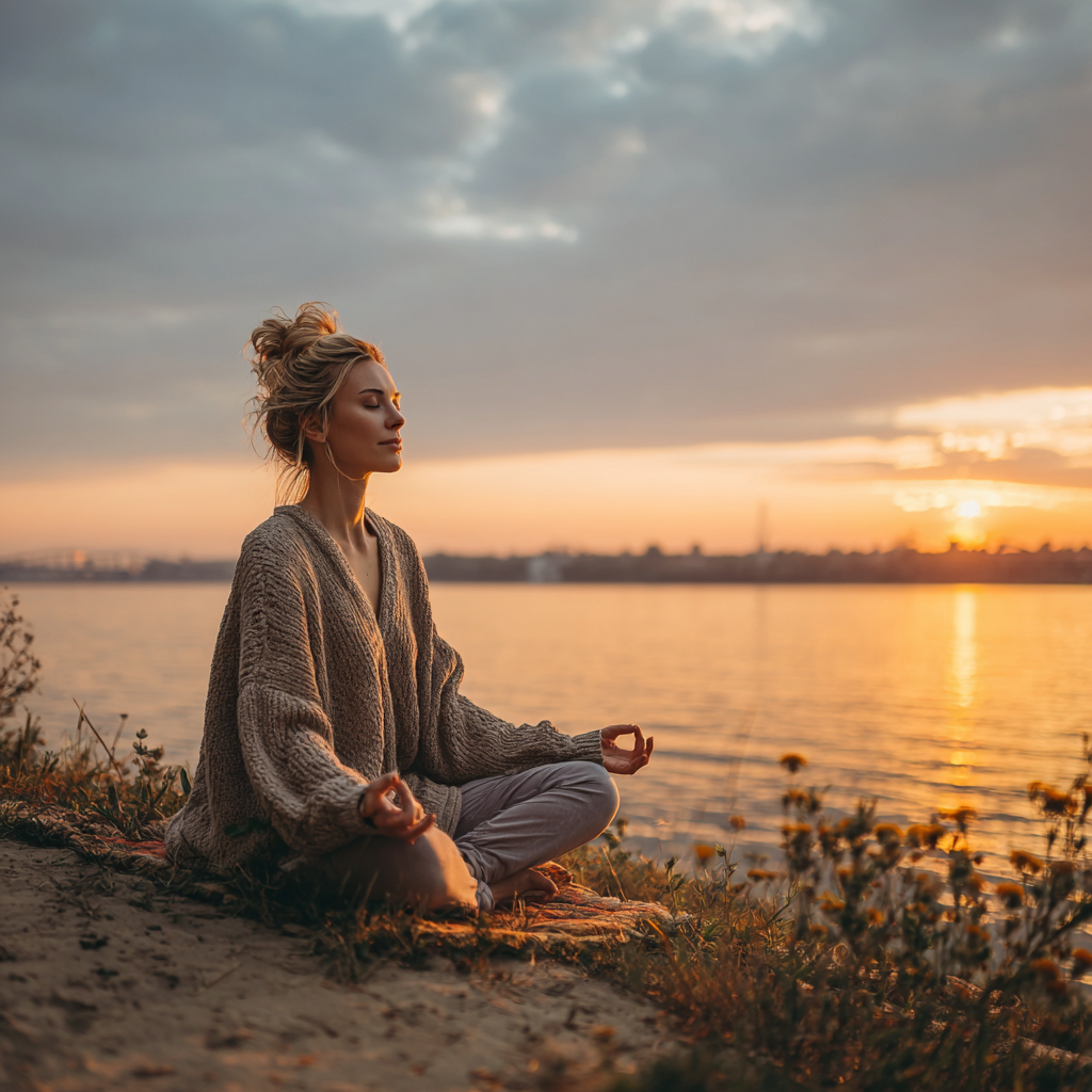 Pratica di yoga all'alba